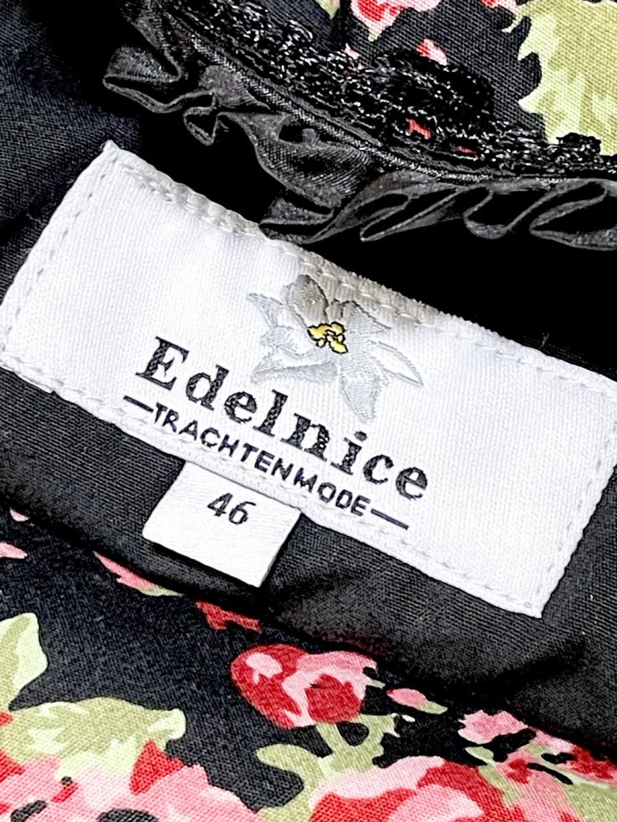 画像14: 花柄 フリル お花レース ハートパーツ ブラック ノースリーブ クラシカル ディアンドル チロルワンピース ドイツ民族衣装 舞台 演奏会 フォークダンス オクトーバーフェスト (14)