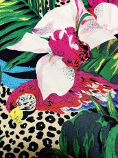 画像15: 鳥柄 ボタニカル レオパード柄 花柄 ドルマンスリーブ ウエストゴム レトロ USA古着 ヴィンテージオールインワン (15)