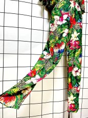 画像12: 鳥柄 ボタニカル レオパード柄 花柄 ドルマンスリーブ ウエストゴム レトロ USA古着 ヴィンテージオールインワン (12)