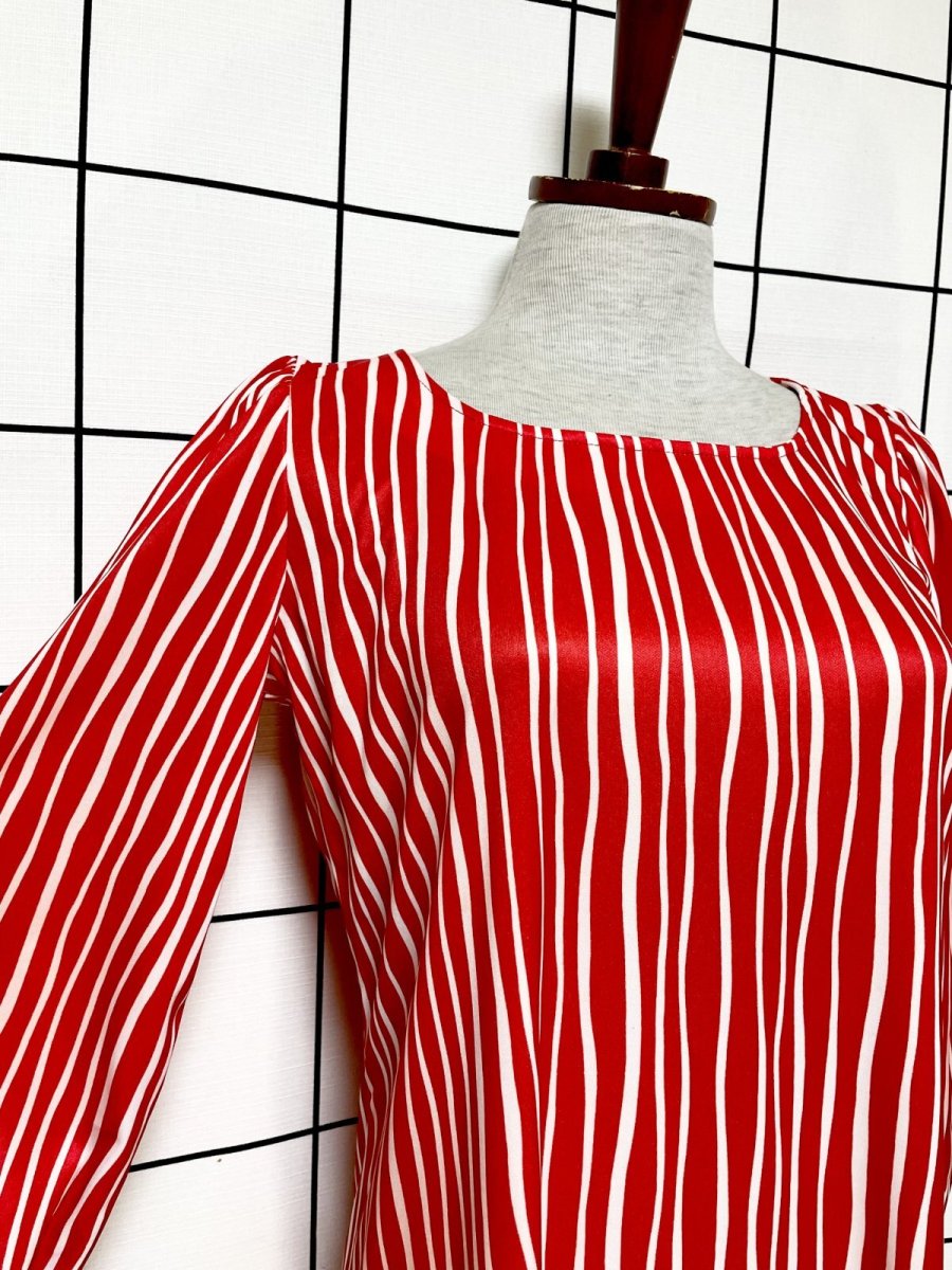 画像6: ストライプ レッド ホワイト レトロ USA古着 ヴィンテージワンピース (6)