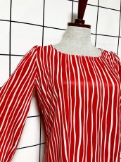 画像6: ストライプ レッド ホワイト レトロ USA古着 ヴィンテージワンピース (6)