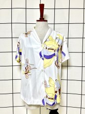 画像1: 花柄 ホワイト レトロ USA古着 シャツ ヴィンテージブラウス (1)