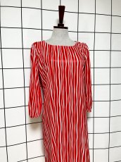 画像3: ストライプ レッド ホワイト レトロ USA古着 ヴィンテージワンピース (3)