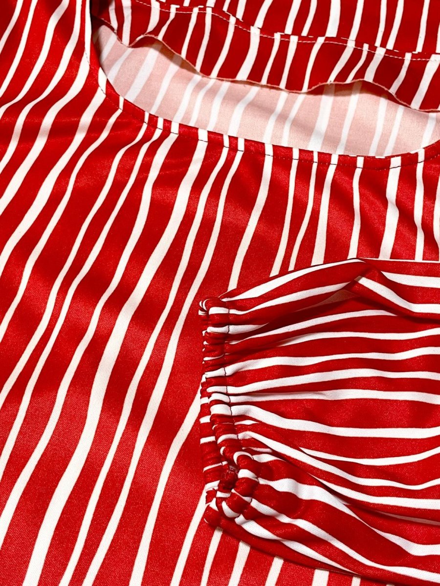 画像9: ストライプ レッド ホワイト レトロ USA古着 ヴィンテージワンピース (9)