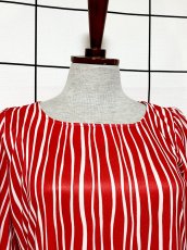 画像5: ストライプ レッド ホワイト レトロ USA古着 ヴィンテージワンピース (5)