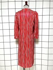 画像2: ストライプ レッド ホワイト レトロ USA古着 ヴィンテージワンピース (2)