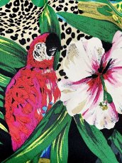 画像14: 鳥柄 ボタニカル レオパード柄 花柄 ドルマンスリーブ ウエストゴム レトロ USA古着 ヴィンテージオールインワン (14)