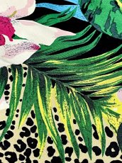 画像17: 鳥柄 ボタニカル レオパード柄 花柄 ドルマンスリーブ ウエストゴム レトロ USA古着 ヴィンテージオールインワン (17)
