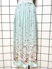 画像1: プリーツ 花柄 ウエストゴム レトロ USA古着 ヴィンテージスカート (1)