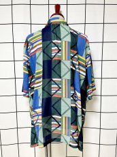 画像2: フランス製 FRANCE ストライプ ボーダー 長袖 レトロ ヨーロッパ古着 シャツ ヴィンテージブラウス (2)