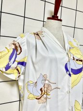 画像6: 花柄 ホワイト レトロ USA古着 シャツ ヴィンテージブラウス (6)