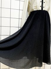 画像10: ボーダータック オフホワイト ブラック 切り替え ウエストゴム レトロ USA古着 ヴィンテージワンピース (10)