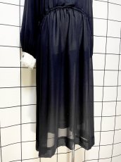 画像9: レース襟 フロントリボン ブラック ウエストゴム USA古着 ヴィンテージドレス (9)