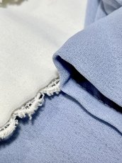 画像14: ティアード調レース襟装飾 刺繡 無地 ライトブルー ウエストゴム レトロ USA古着 ヴィンテージドレス (14)