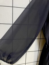 画像7: レース襟 フロントリボン ブラック ウエストゴム USA古着 ヴィンテージドレス (7)