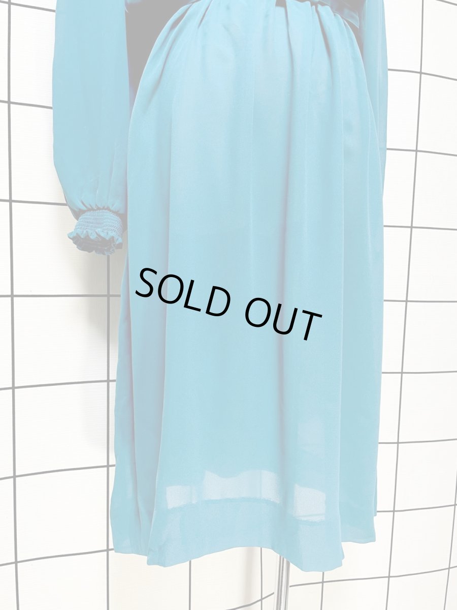 画像9: フリル装飾 ベルト付 無地 UNIONMADE ウエストゴム レトロ USA古着 ヴィンテージドレス (9)