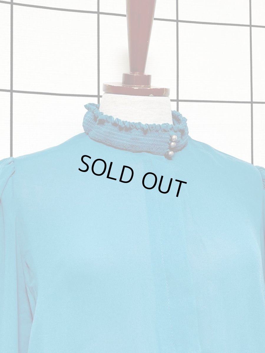 画像6: フリル装飾 ベルト付 無地 UNIONMADE ウエストゴム レトロ USA古着 ヴィンテージドレス (6)