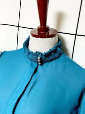 画像4: フリル装飾 ベルト付 無地 UNIONMADE ウエストゴム レトロ USA古着 ヴィンテージドレス (4)