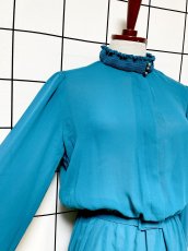 画像7: フリル装飾 ベルト付 無地 UNIONMADE ウエストゴム レトロ USA古着 ヴィンテージドレス (7)