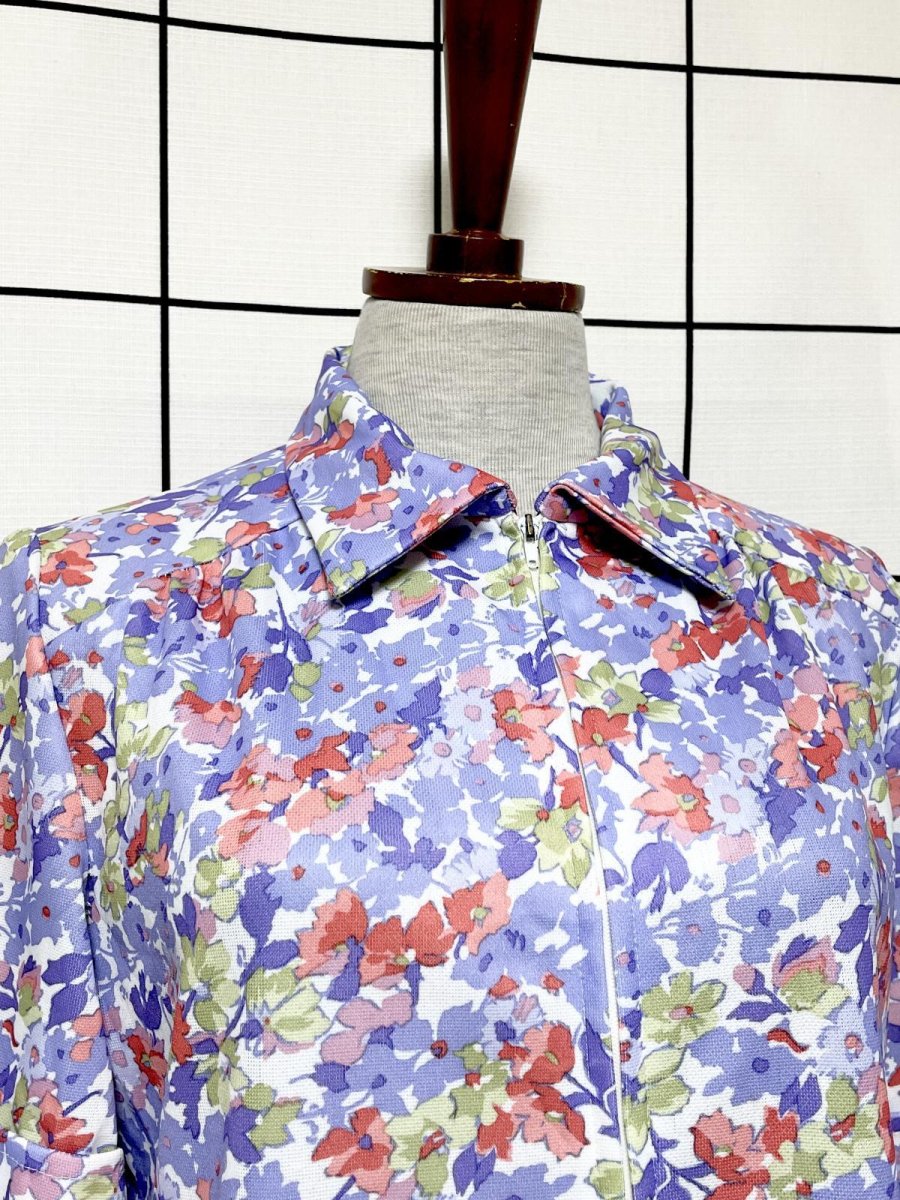 画像5: フロントジッパー 花柄 レトロ ヨーロッパ古着 ヴィンテージワンピース (5)