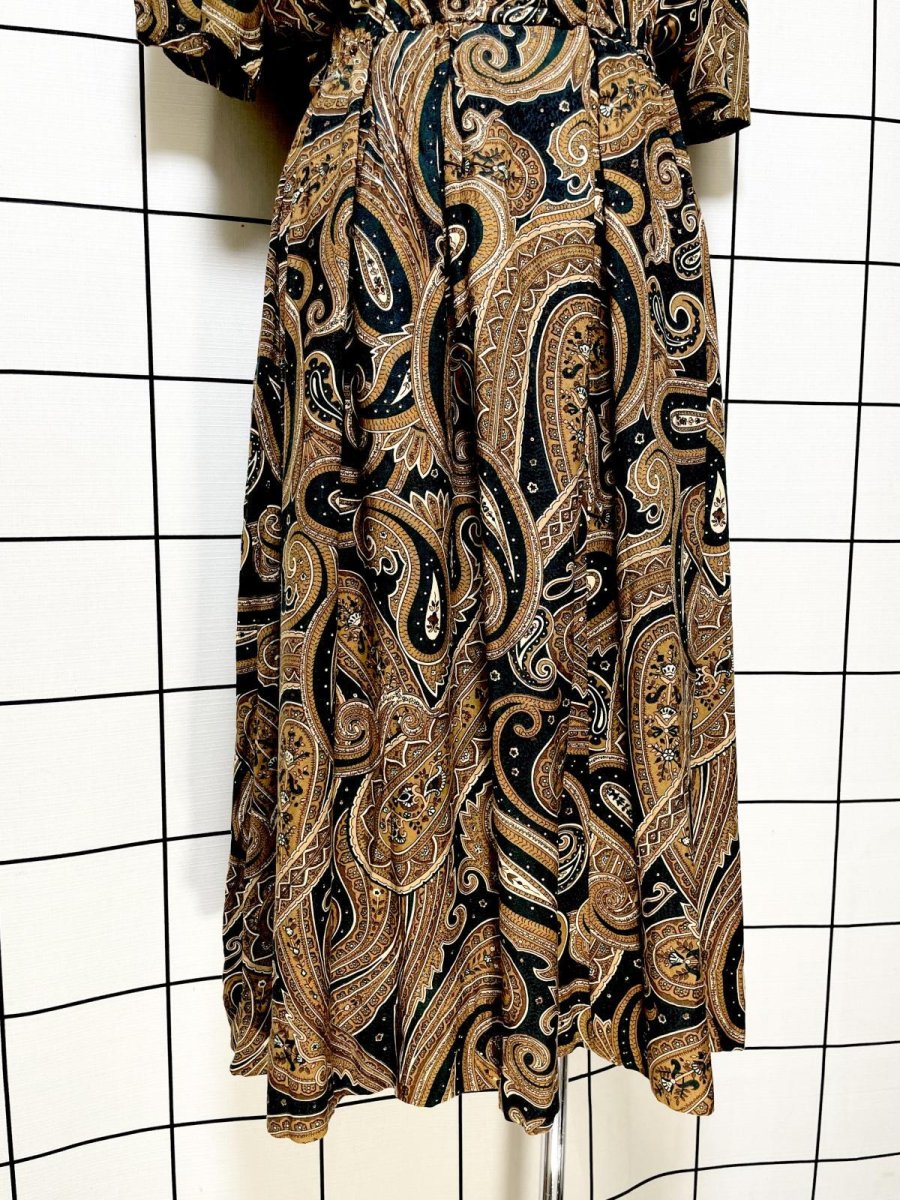 画像8: ペイズリー エスニック調 ウエストゴム レトロ USA古着 ヴィンテージワンピース (8)