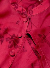 画像11: マキシ丈 花柄 前開き レッド レトロ USA古着 ヴィンテージワンピース (11)