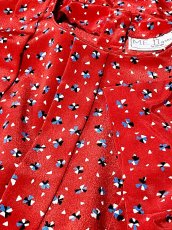 画像11: フロントタック ノーカラー レッド レトロ USA古着 ヴィンテージワンピース (11)