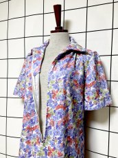 画像9: フロントジッパー 花柄 レトロ ヨーロッパ古着 ヴィンテージワンピース (9)