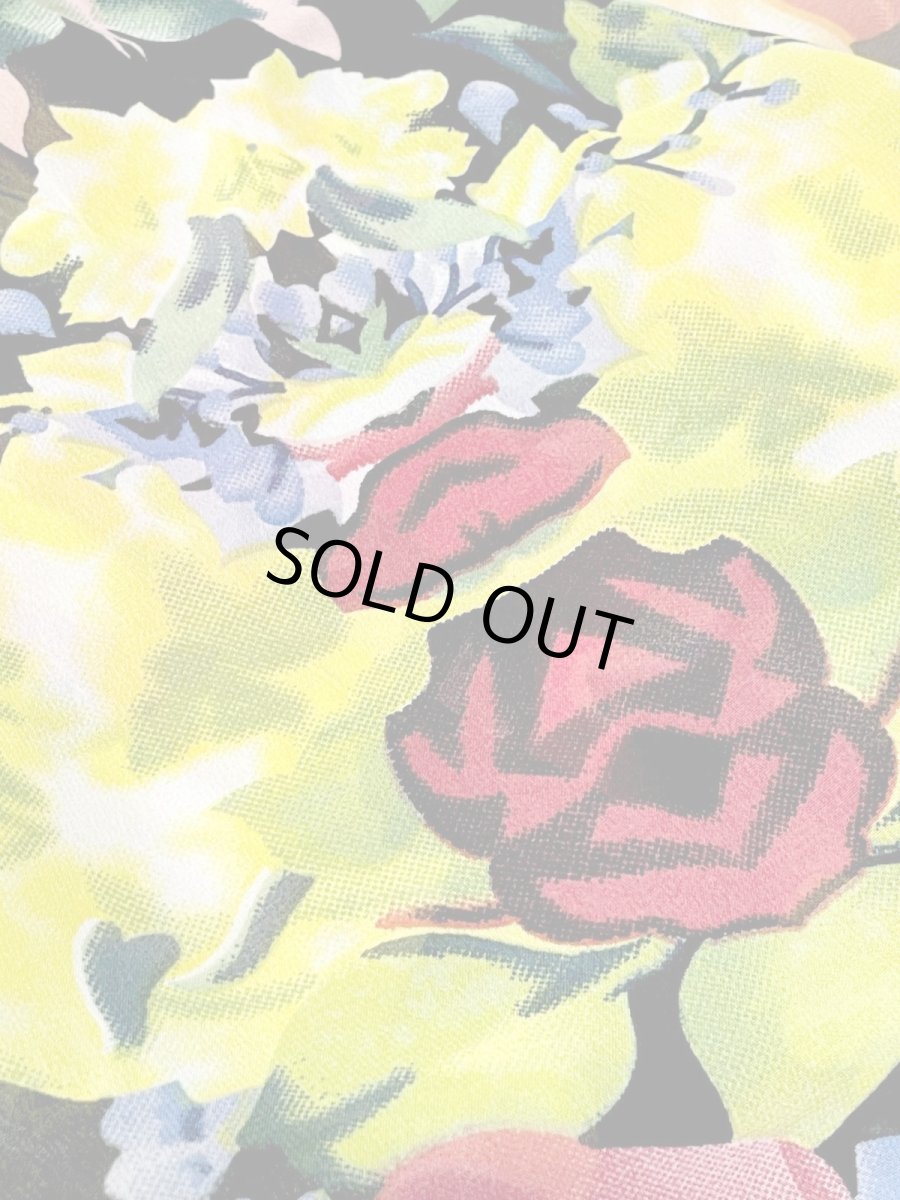 画像17: 花柄 前開き ブラック レトロ USA古着 ヴィンテージワンピース (17)