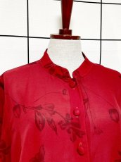 画像5: マキシ丈 花柄 前開き レッド レトロ USA古着 ヴィンテージワンピース (5)