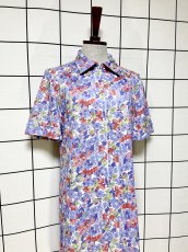 画像3: フロントジッパー 花柄 レトロ ヨーロッパ古着 ヴィンテージワンピース (3)