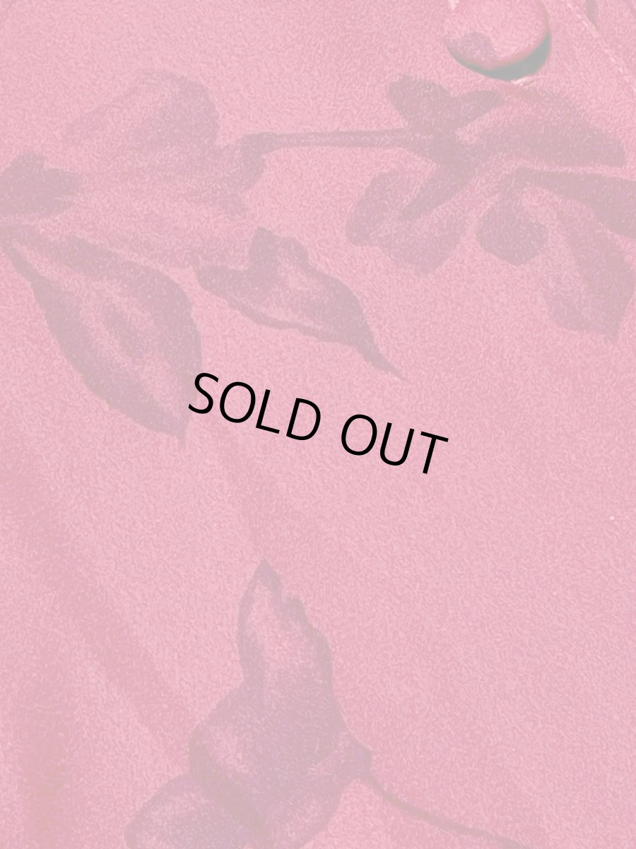 画像12: マキシ丈 花柄 前開き レッド レトロ USA古着 ヴィンテージワンピース (12)