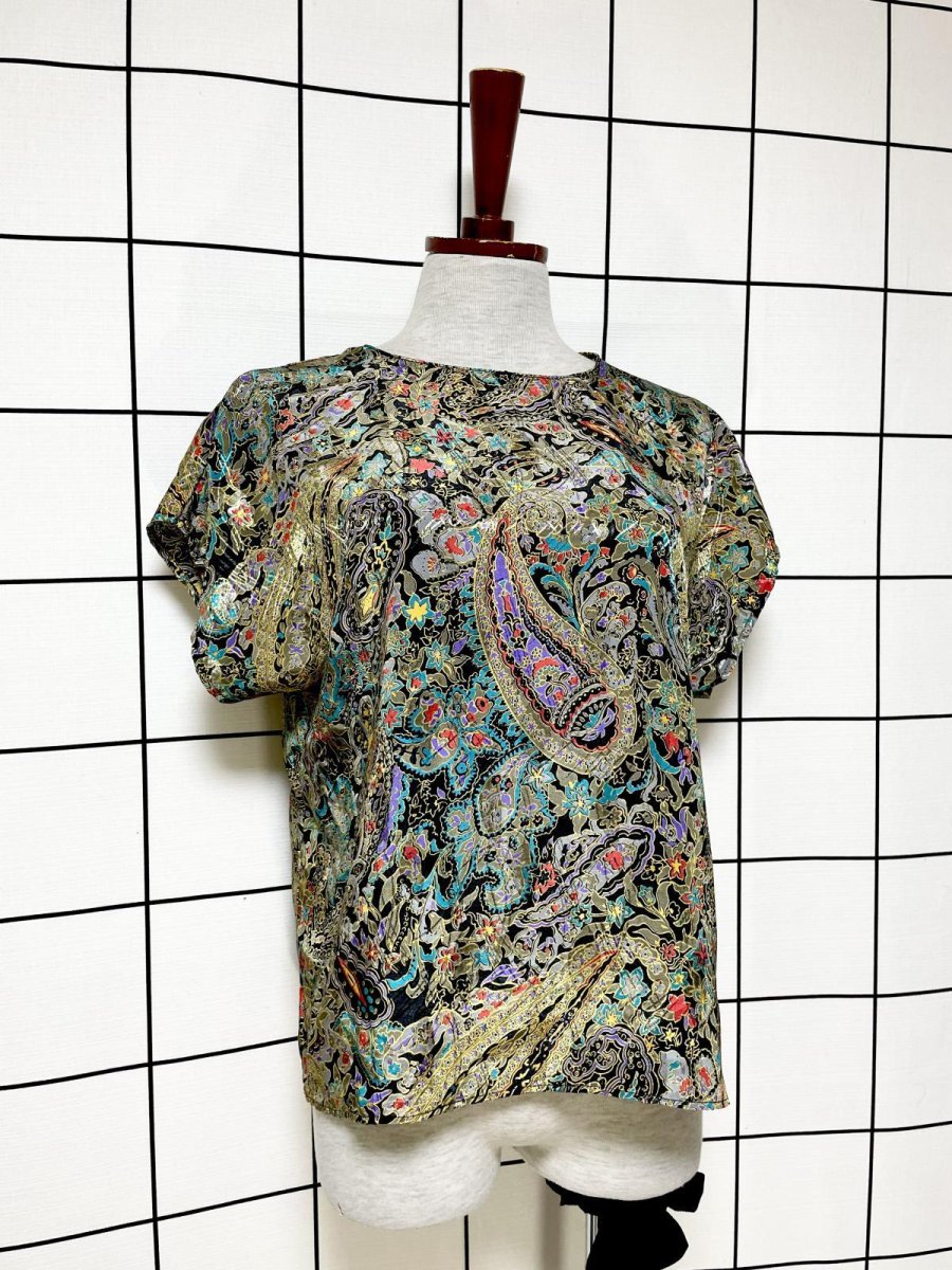 画像4: ペイズリー プルオーバー レトロ USA古着 シャツ ヴィンテージトップス (4)