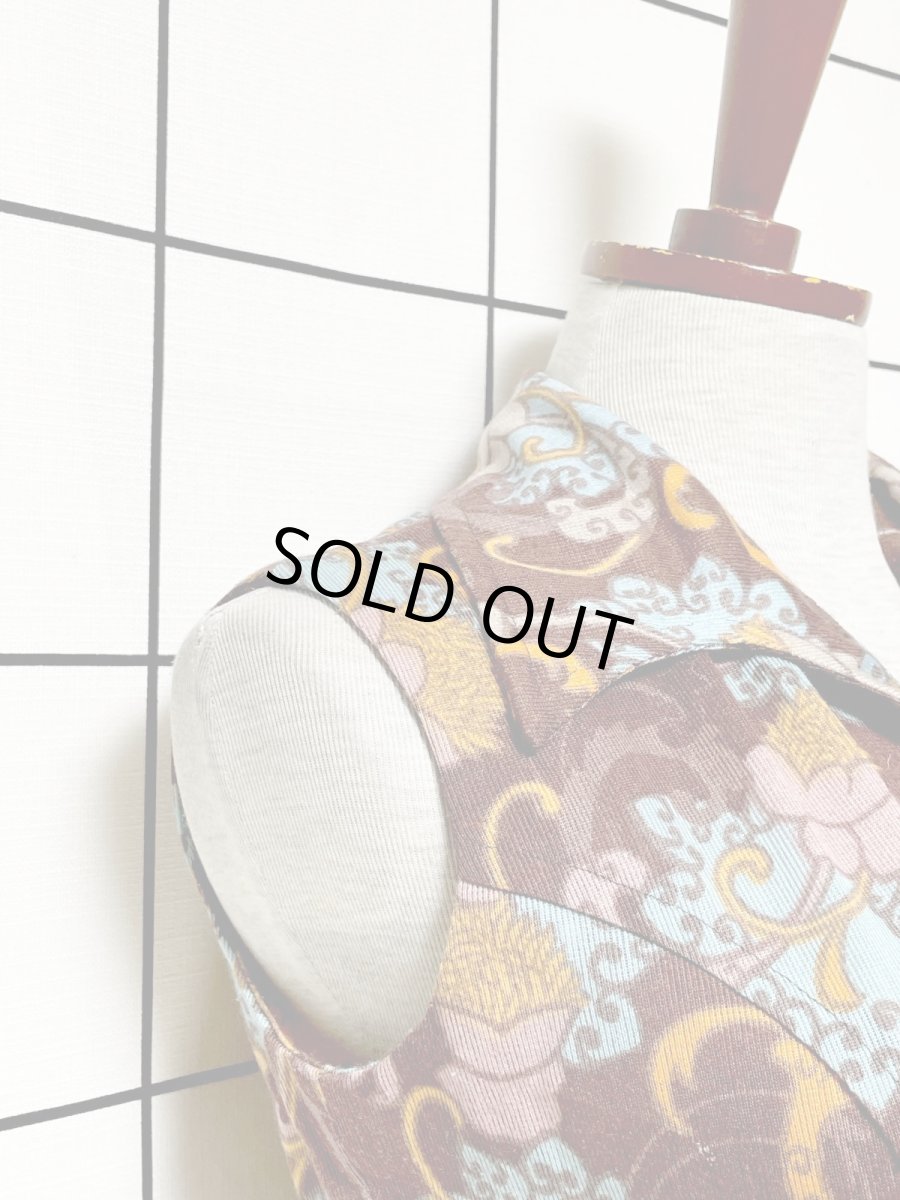 画像7: 花柄 ノースリーブ レトロ USA古着 ヴィンテージワンピース (7)