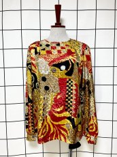 画像1: ドット チェック プルオーバー USA古着 シャツ ヴィンテージトップス (1)