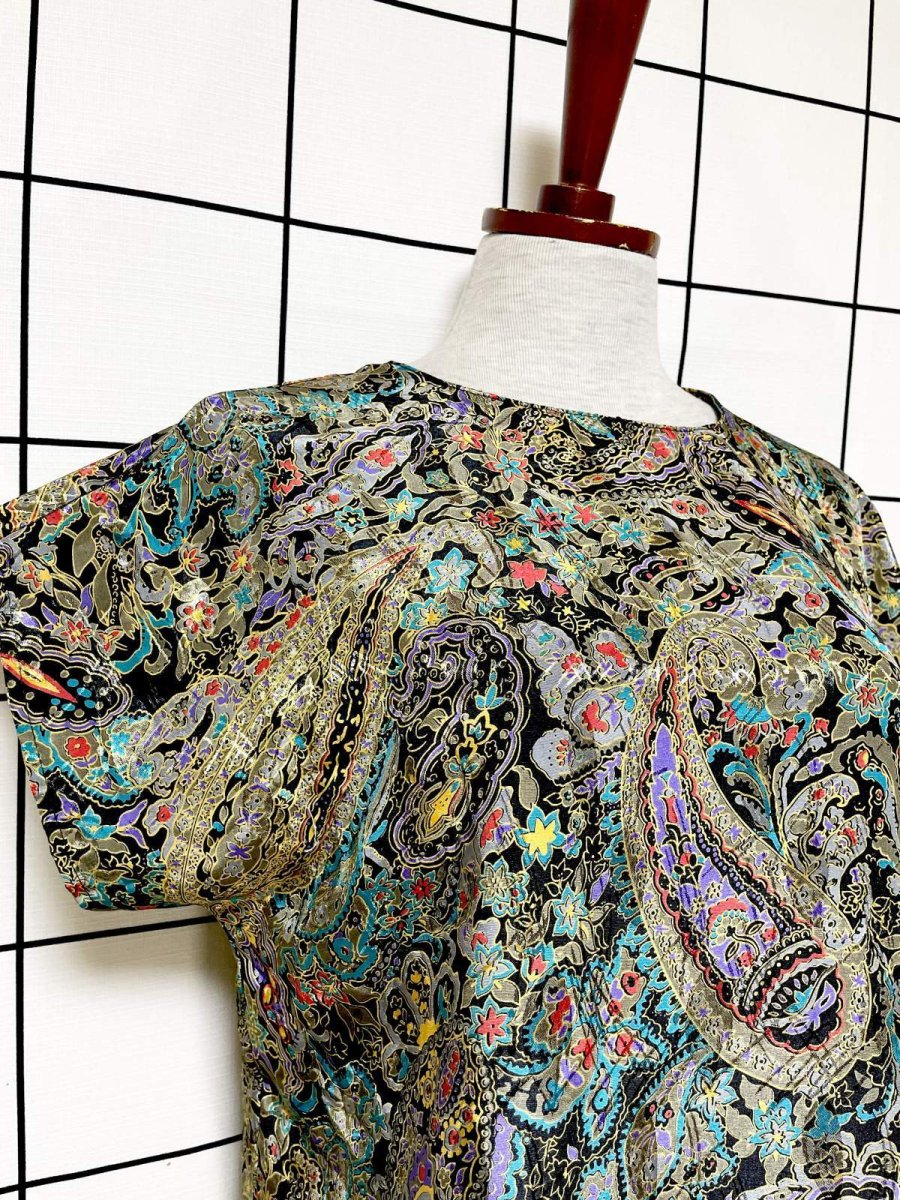 画像7: ペイズリー プルオーバー レトロ USA古着 シャツ ヴィンテージトップス (7)