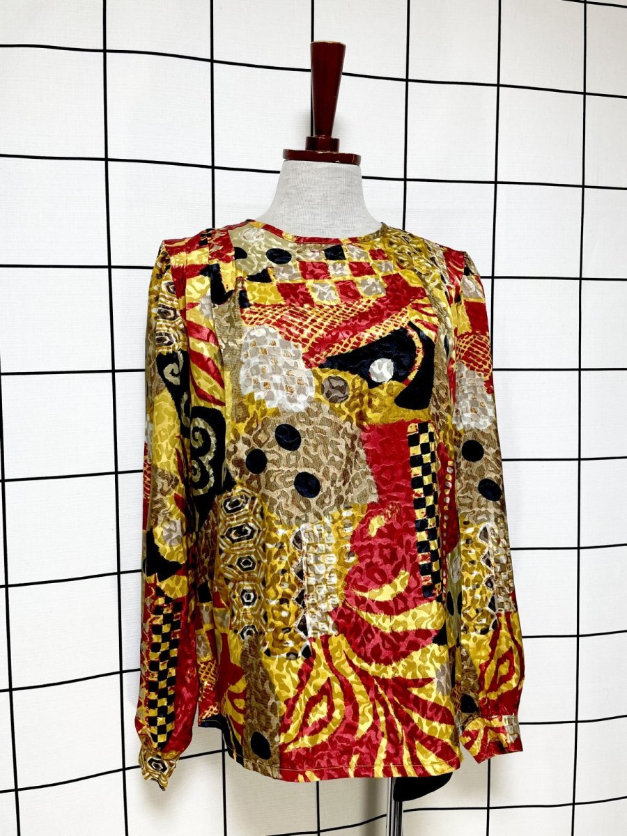 画像3: ドット チェック プルオーバー USA古着 シャツ ヴィンテージトップス (3)