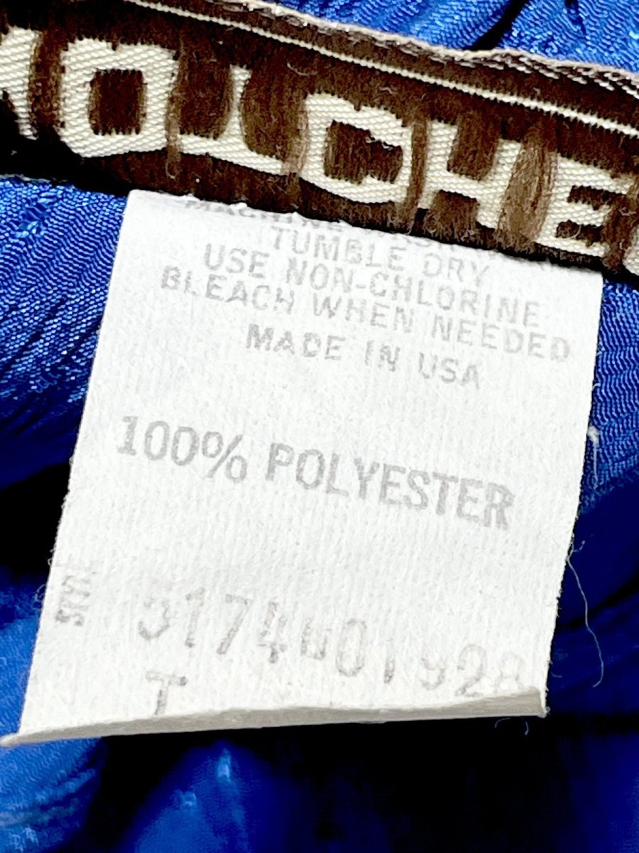 画像11: ブルー ピンドット織り 首元フリル 後ろボタン 長袖 シャツ レトロ USA古着 ヴィンテージブラウス (11)