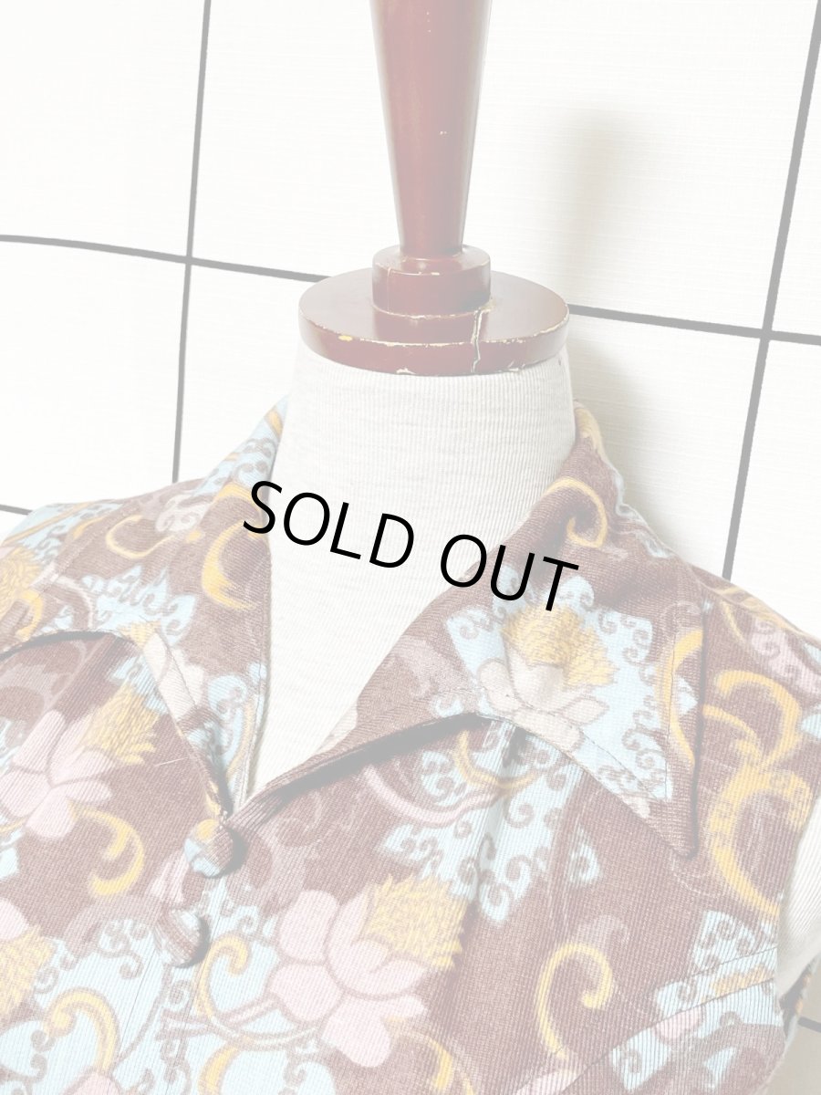 画像5: 花柄 ノースリーブ レトロ USA古着 ヴィンテージワンピース (5)