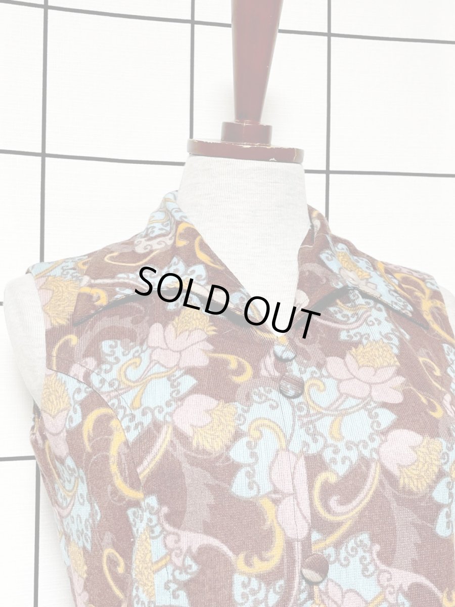 画像6: 花柄 ノースリーブ レトロ USA古着 ヴィンテージワンピース (6)