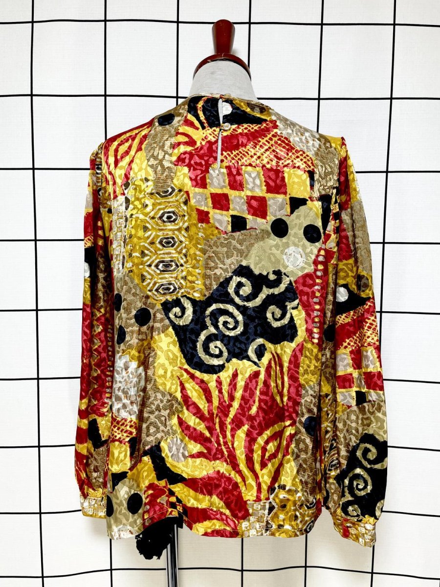 画像2: ドット チェック プルオーバー USA古着 シャツ ヴィンテージトップス (2)