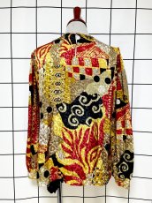 画像2: ドット チェック プルオーバー USA古着 シャツ ヴィンテージトップス (2)