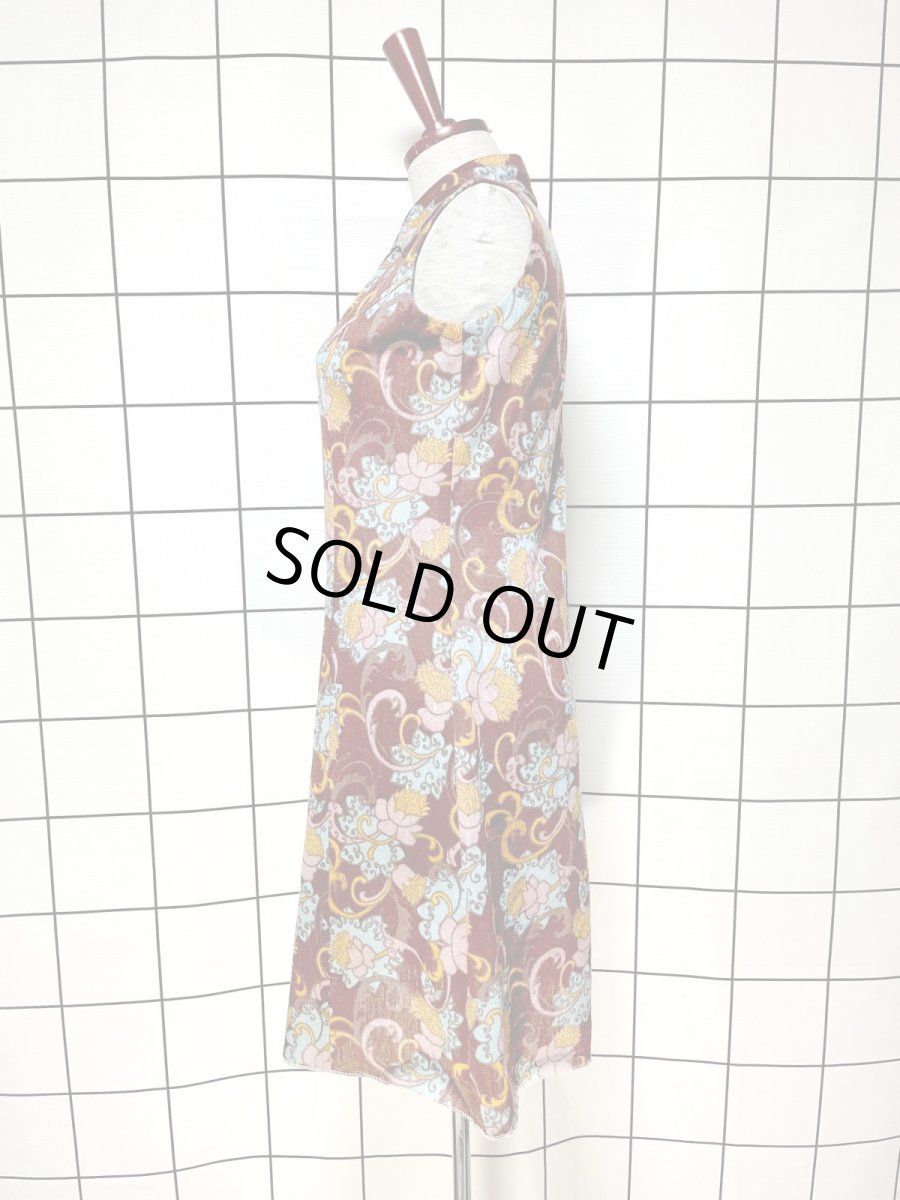 画像2: 花柄 ノースリーブ レトロ USA古着 ヴィンテージワンピース (2)