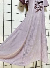 画像10: ウエスト3連リボン ギンガムチェック レトロ USA古着 ヴィンテージワンピース (10)
