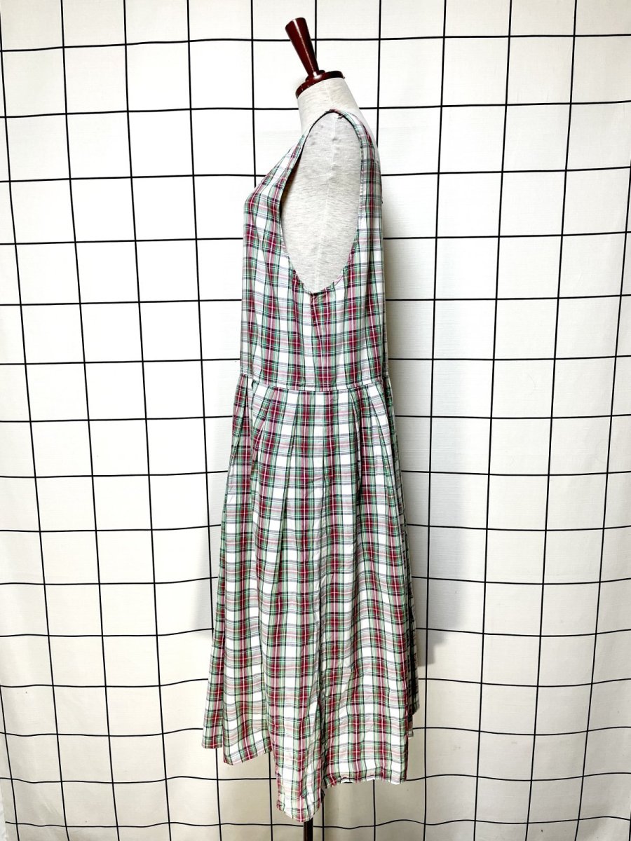 画像2: チェック柄 レトロ USA古着 ノースリーブ ヴィンテージワンピース (2)