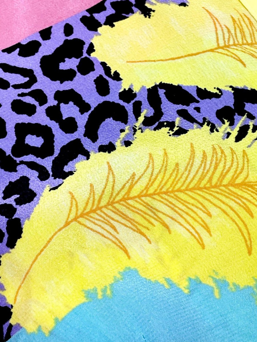 画像10: Italy製 レオパード風 リーフ柄 レトロ ヨーロッパ古着 シャツ ヴィンテージブラウス (10)