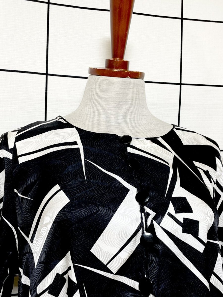 画像5: スクエア モノクロ レトロ USA古着 ヴィンテージワンピース (5)