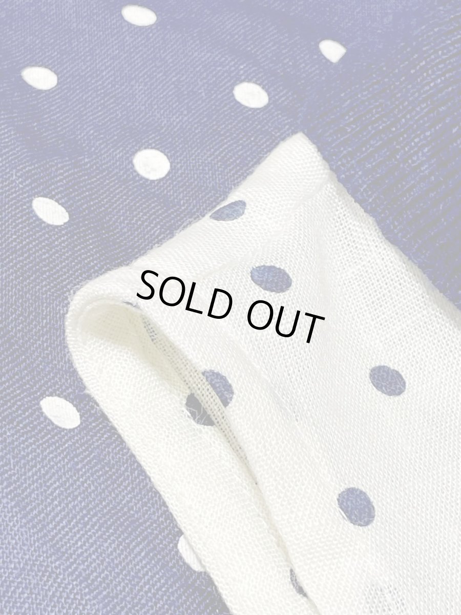 画像11: ドット ホワイト ネイビー ノースリーブ USA古着 レトロ ヴィンテージワンピース (11)