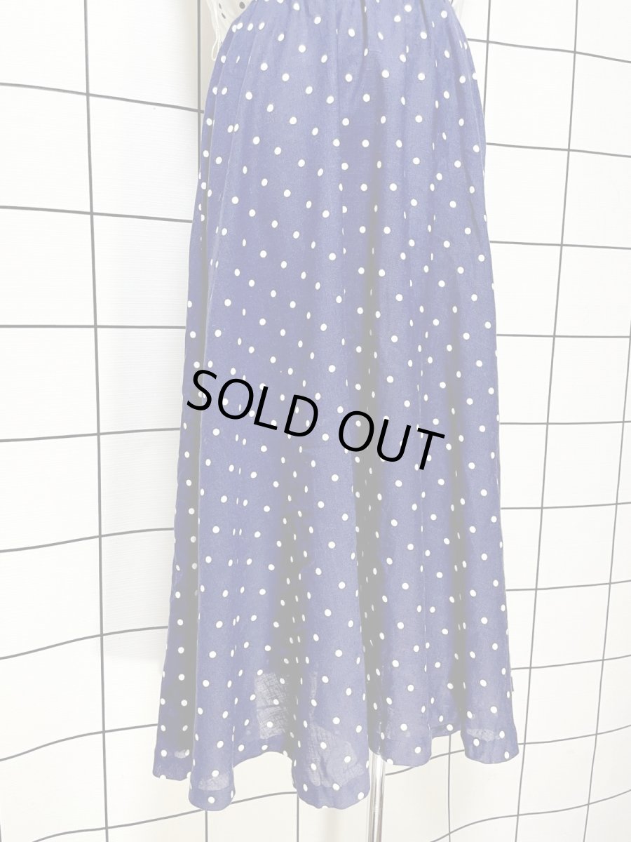 画像8: ドット ホワイト ネイビー ノースリーブ USA古着 レトロ ヴィンテージワンピース (8)