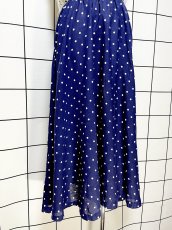 画像8: ドット ホワイト ネイビー ノースリーブ USA古着 レトロ ヴィンテージワンピース (8)